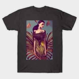 Lady dressed in Monstera Deliciosa Leaves T-Shirt